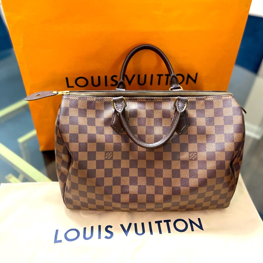 AUTHENTIC Louis Vuitton Speedy 35 Damier Ebene